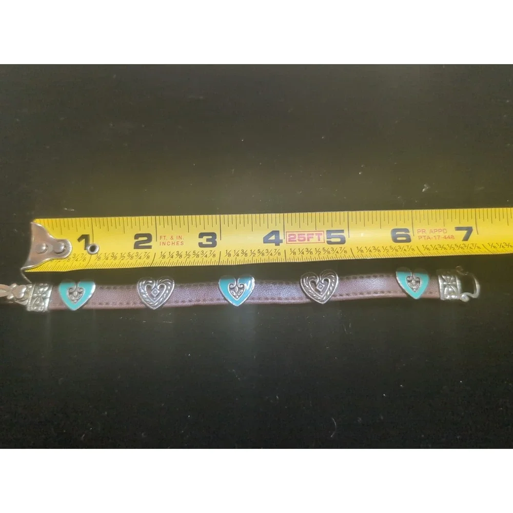 Leather Strap Bracelet Turquoise Color Hearts Magnetic Clasp